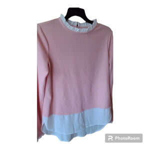 Elle Women's Pink Blouse with White Trim, Size S